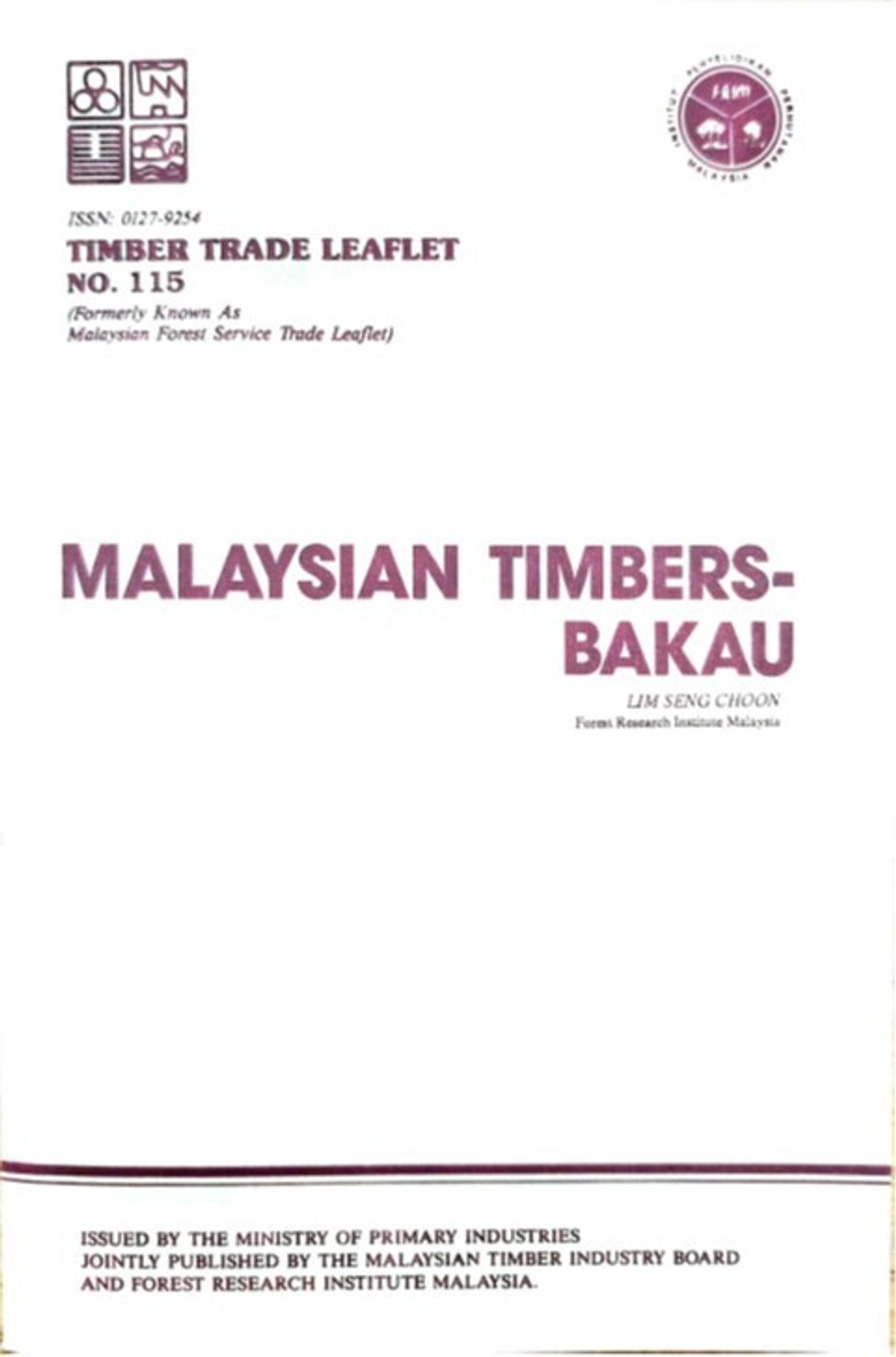 TTL 115 - Malaysian Timbers - Bakau 