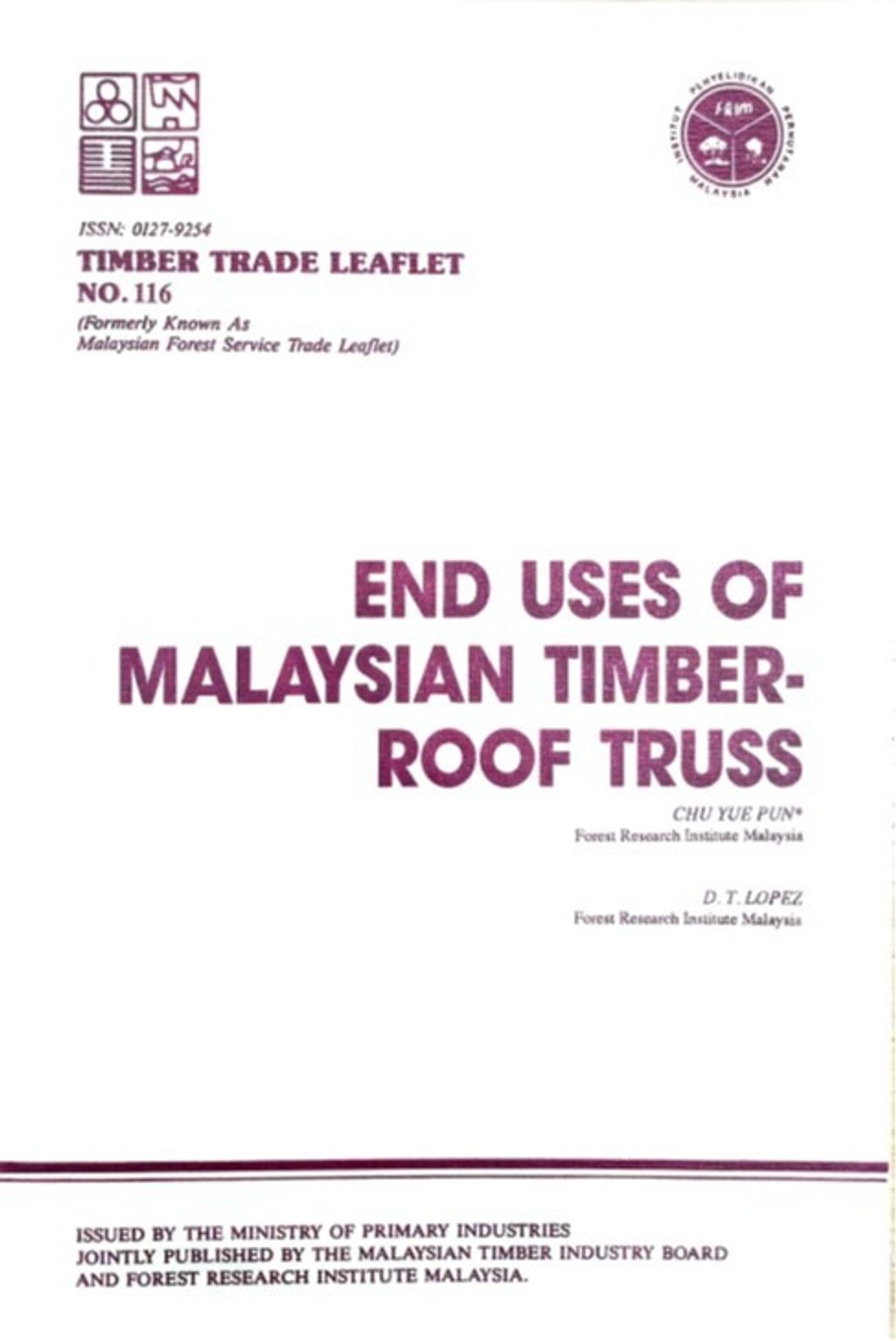 TTL 116 - End Uses of Malaysian Timbers - Roof Truss 
