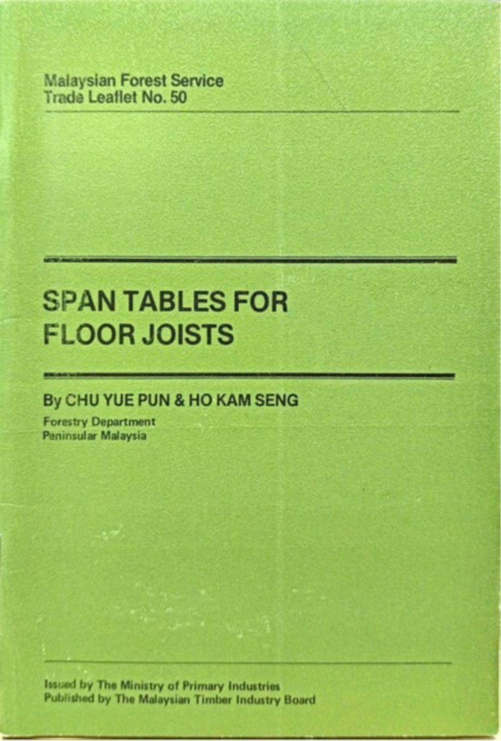 TTL 50 - Span Table For Floor Joists (Metric Units) 