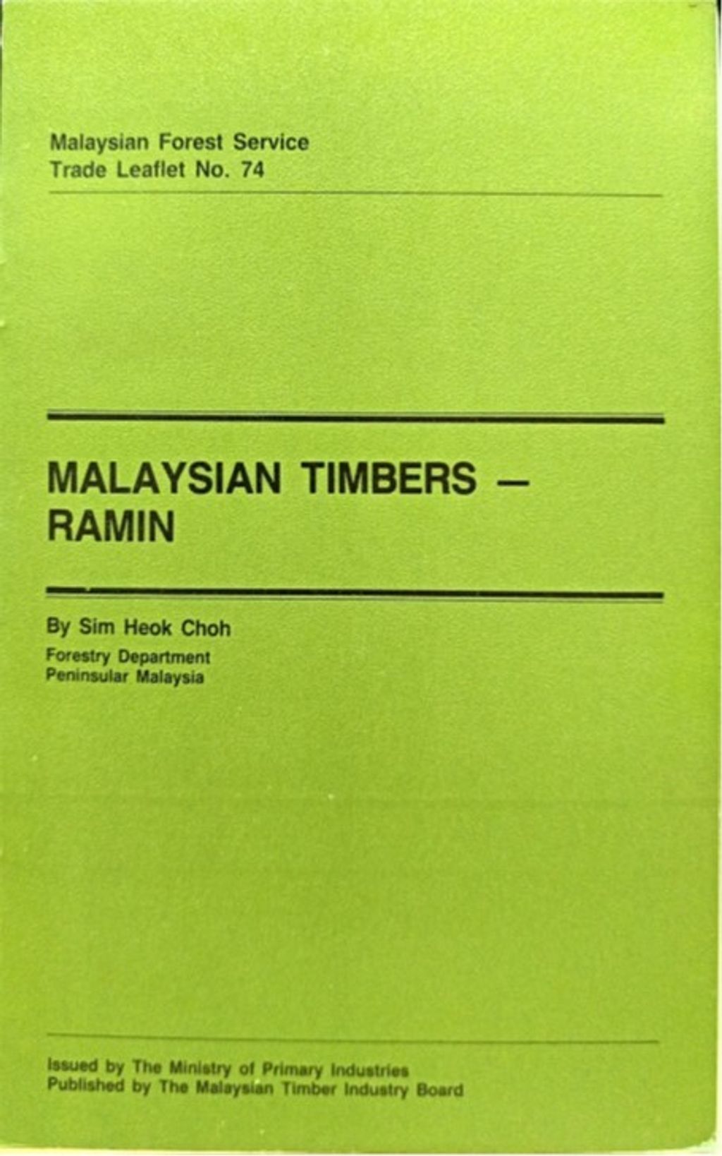 TTL 74 - Malaysian Timbers - Ramin 