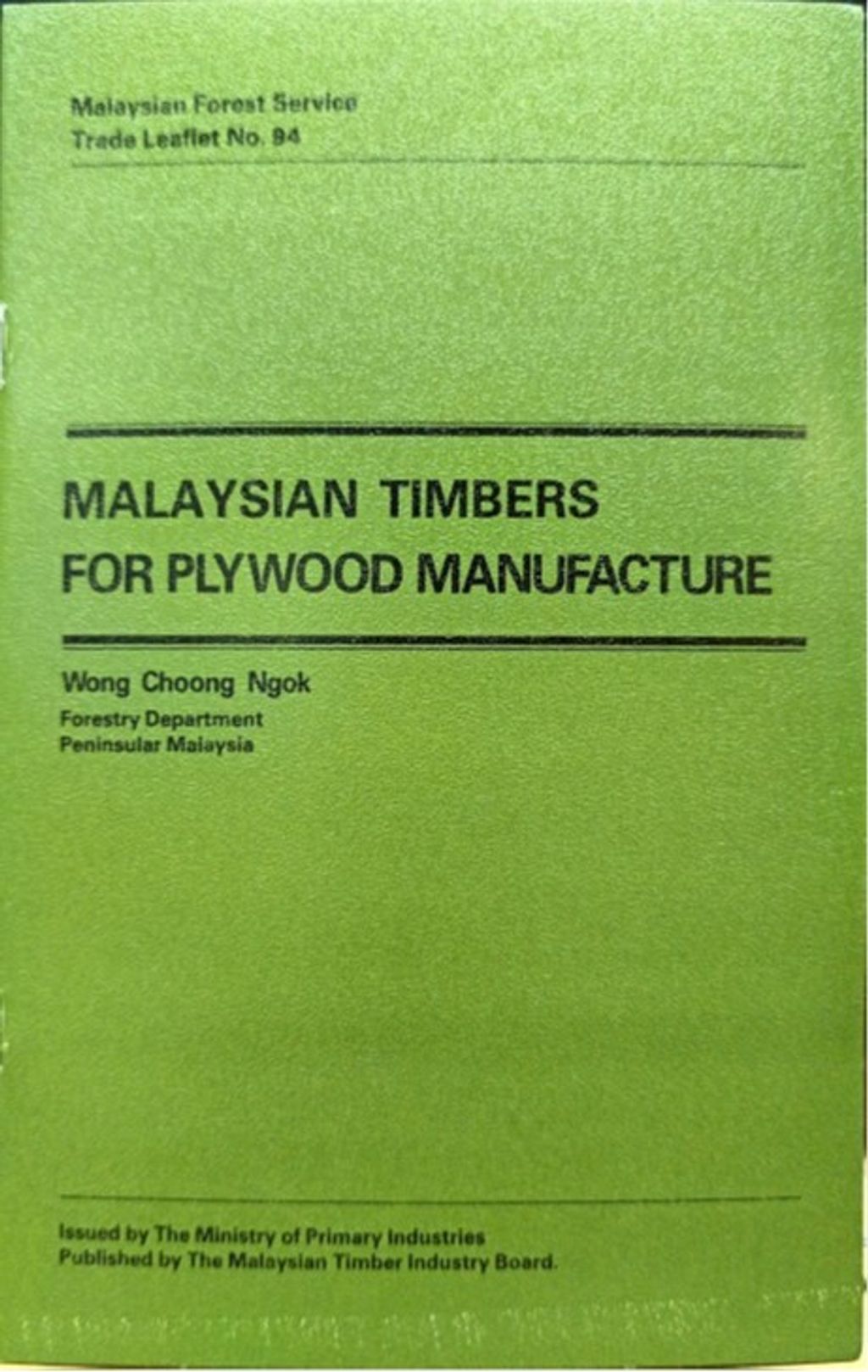 TTL 94 - Malaysian Timbers for Plywood Manufacture 