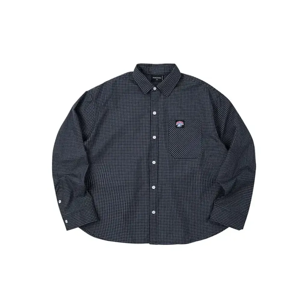 Gingham Oversize Shirt Navy1