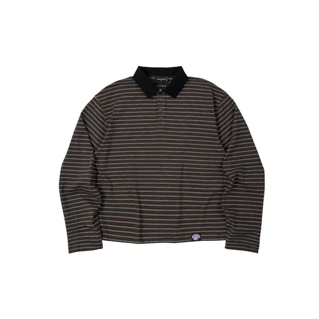 NOA Striped Polo Tee Brown1