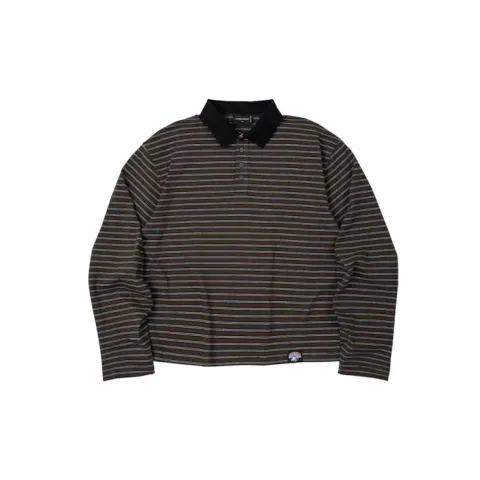 NOA Striped Polo Tee Brown1