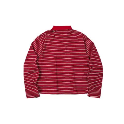 NOA Striped Polo Tee Red2