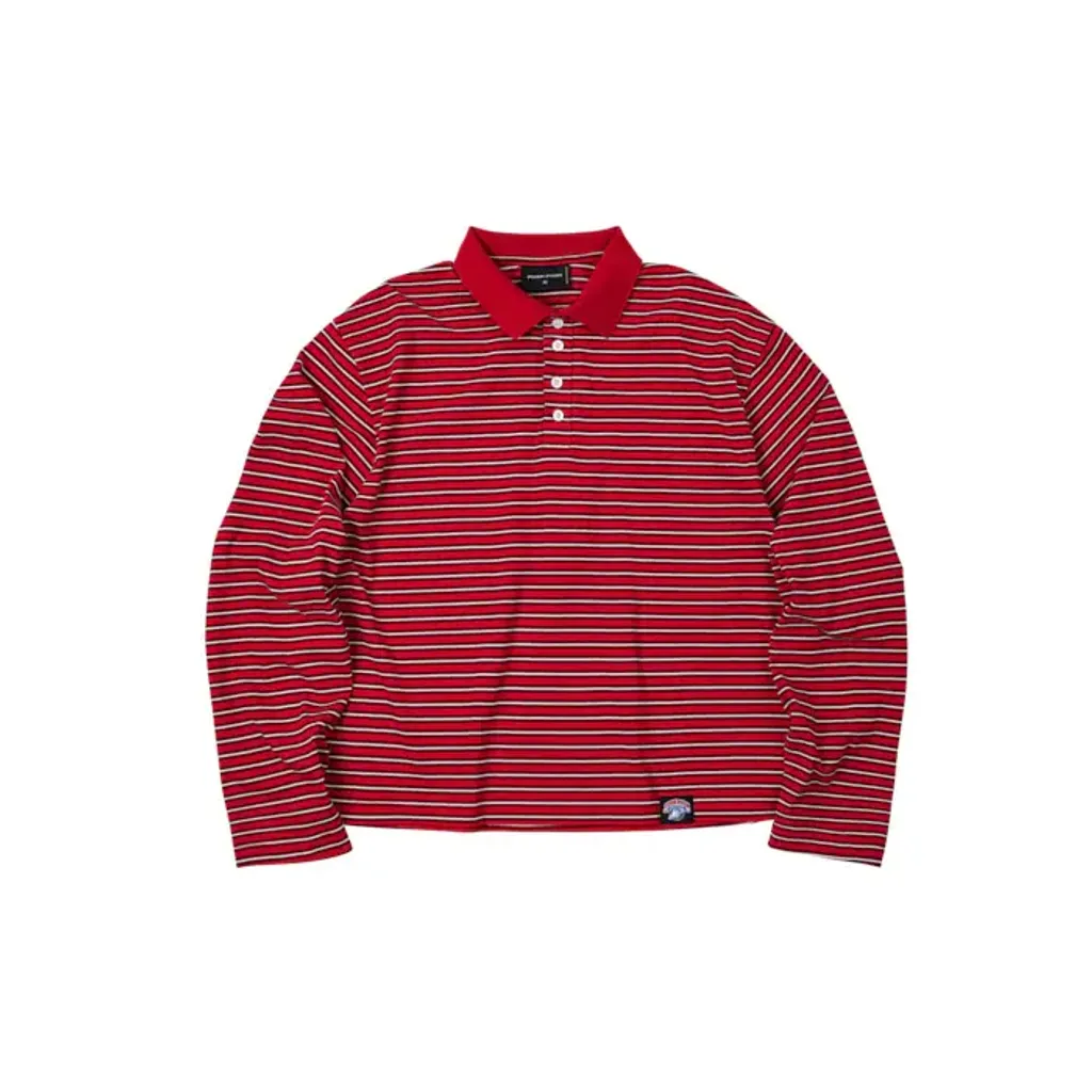 NOA Striped Polo Tee Red1