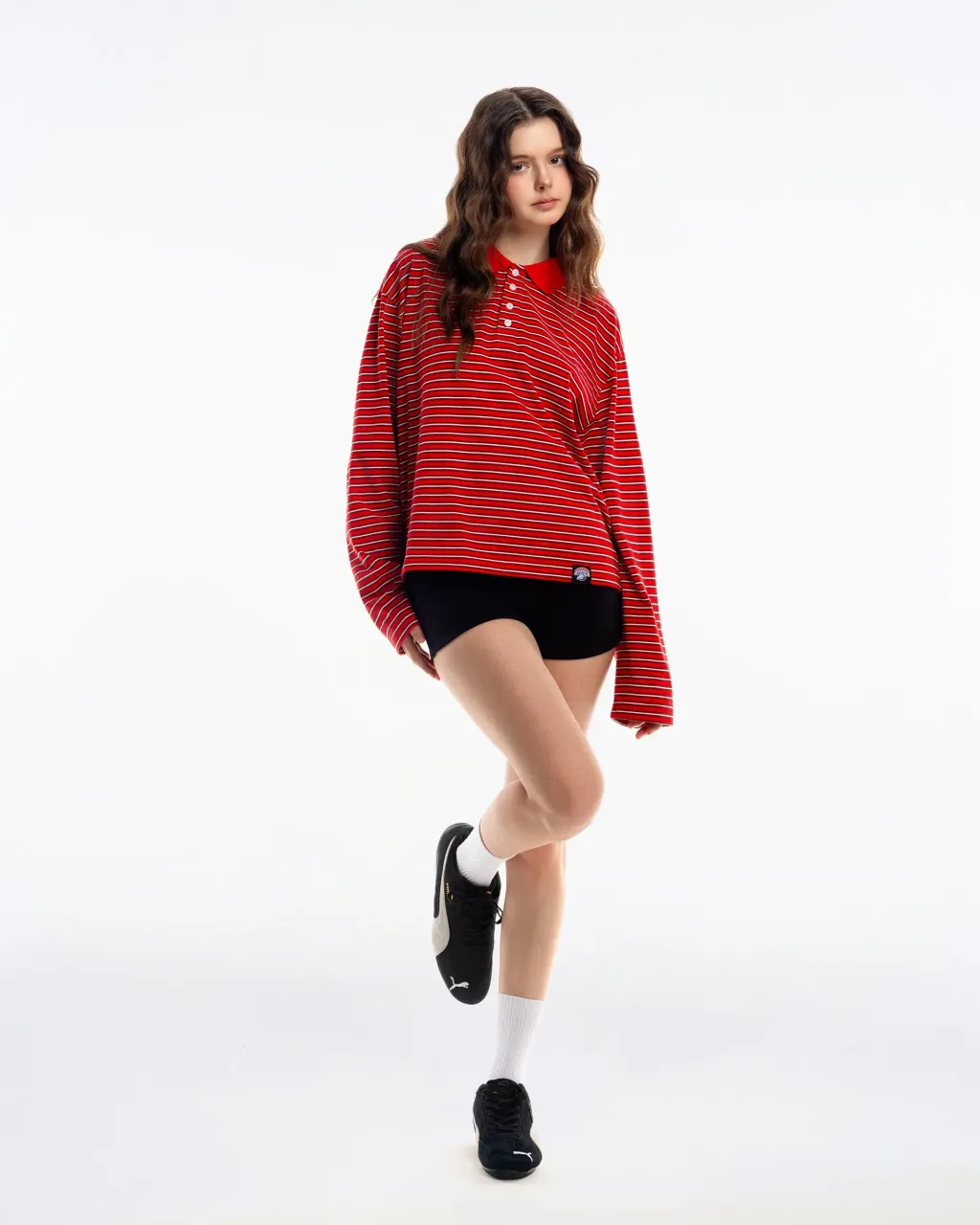 NOA Striped Polo Tee Red3