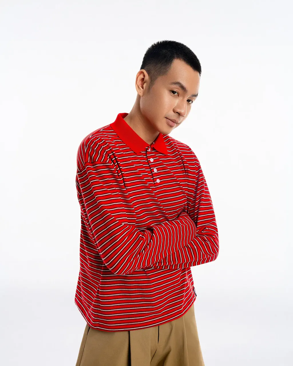 NOA Striped Polo Tee Red4
