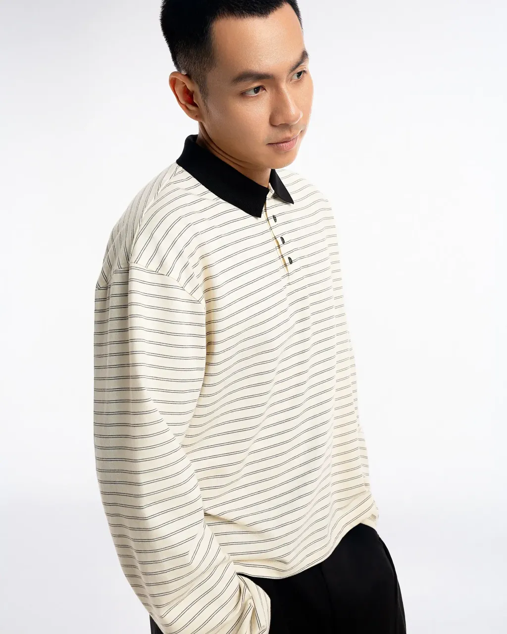 NOA Striped Polo Tee White4