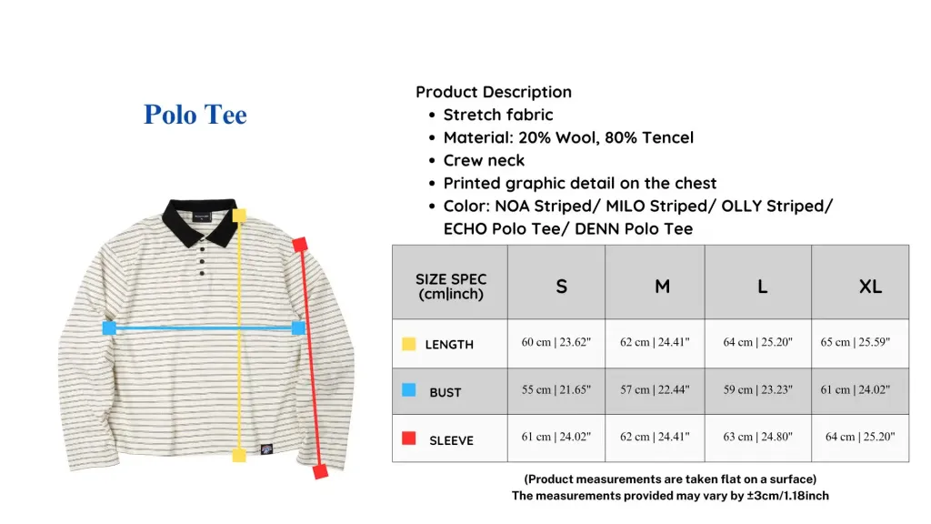 ECHO Polo Tee Size Chart