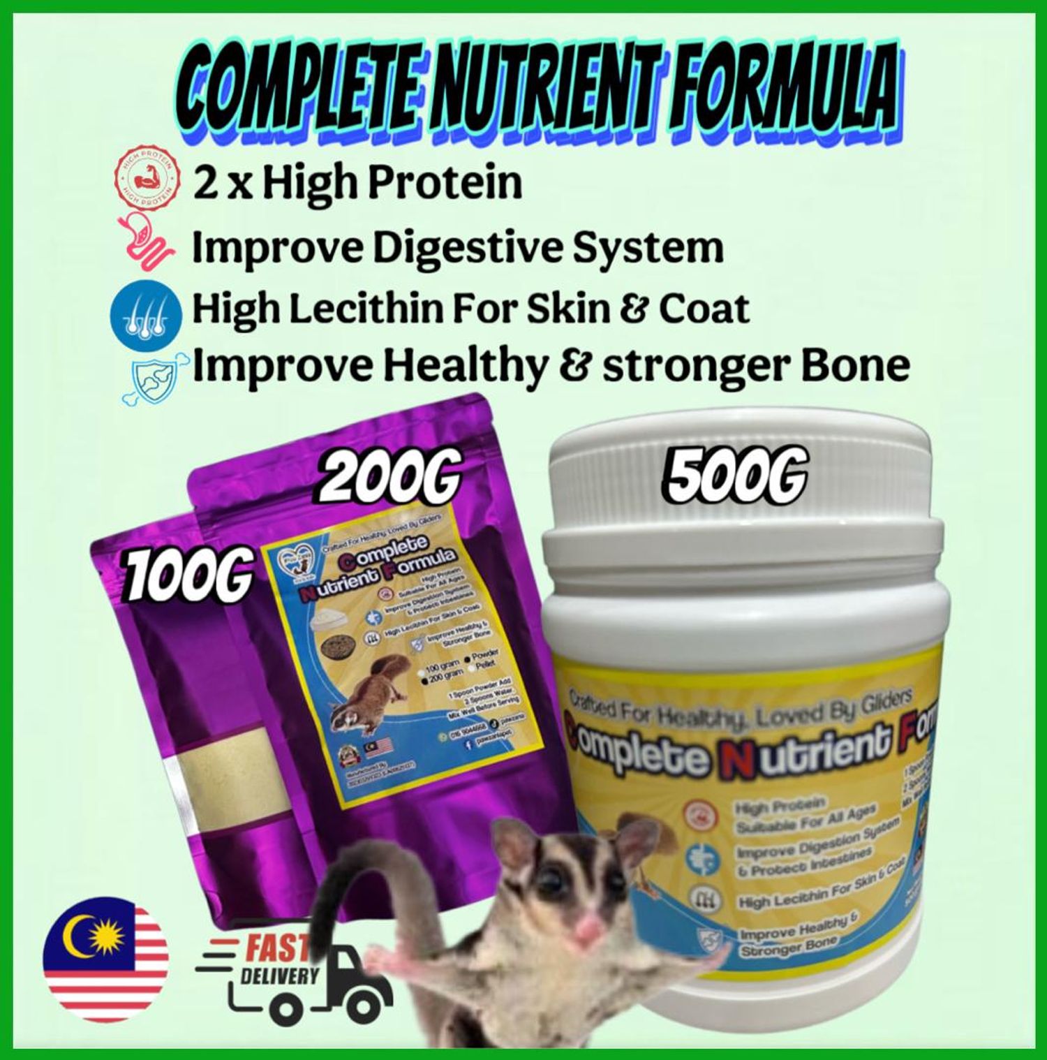 PAWZANIA - Pawzania Premium Sugar Glider Food Complete Nutrient Formula For Daily Health  CNF 100g 200g 500g