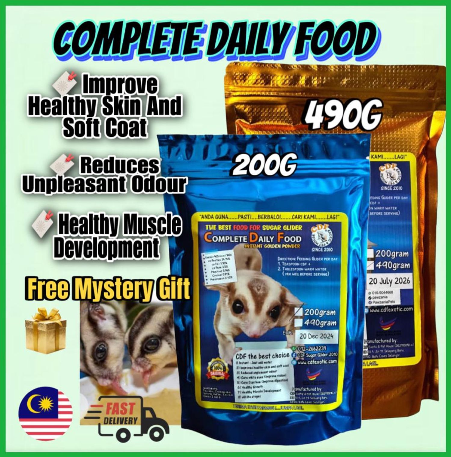 PAWZANIA - CDF Sugar Glider Healthy Food Hot item 🔥🔥🔥 Complete Daily Food Makanan Sugar Glider 95g And 200g