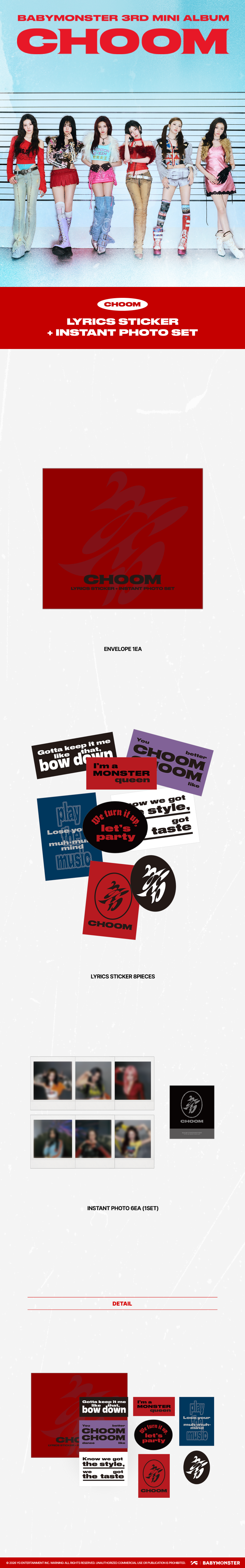 [CHOOM] BABYMONSTER LYRICS STICKER + INSTANT PHOTO SET