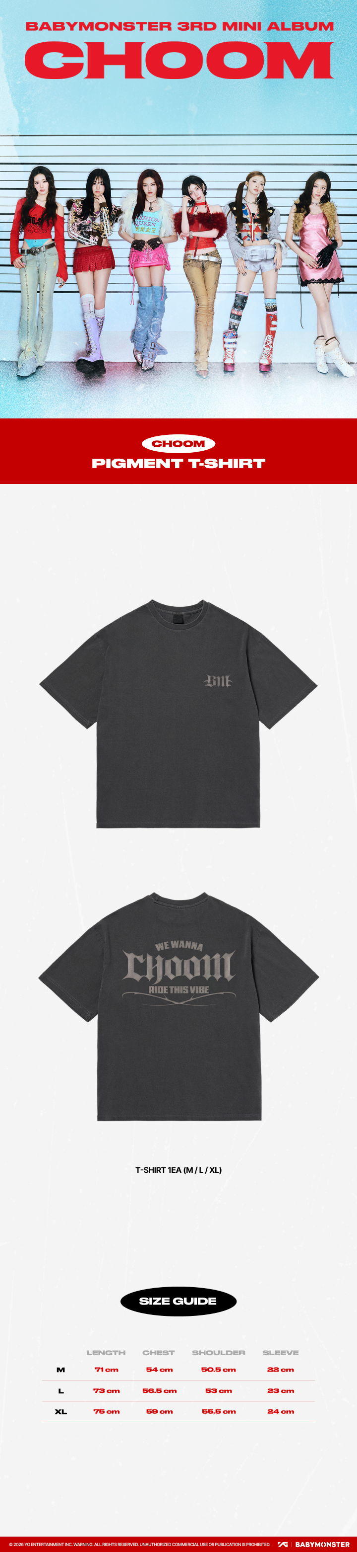 [CHOOM] BABYMONSTER PIGMENT T-SHIRT