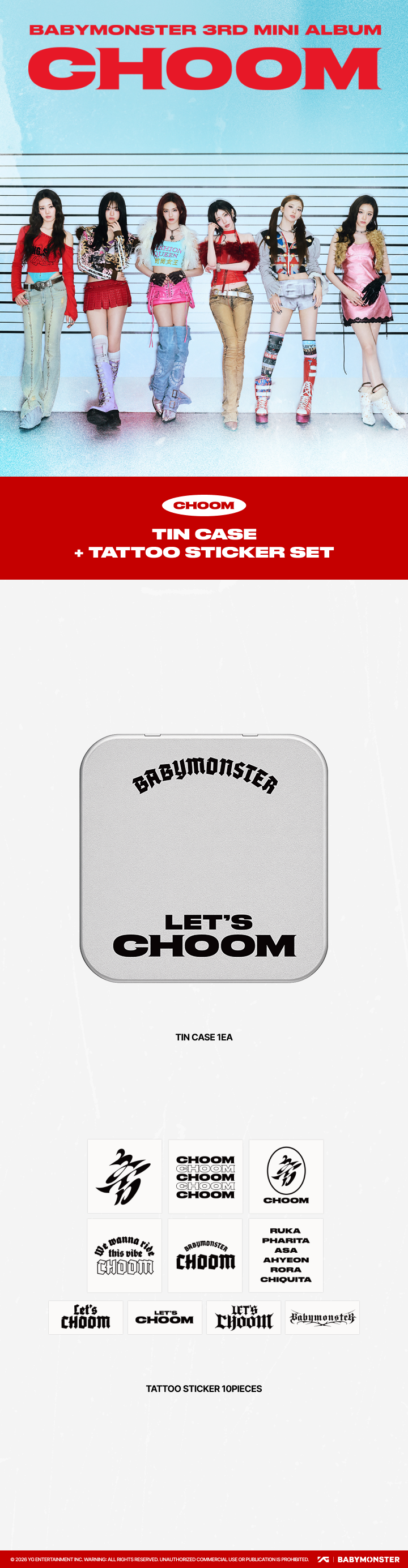 [CHOOM] BABYMONSTER TIN CASE + TATTOO STICKER SET