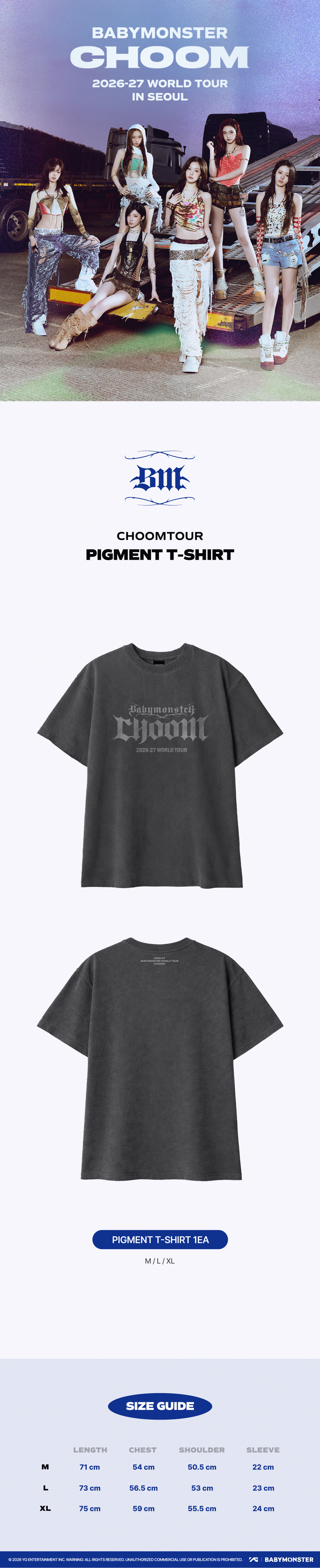 [CHOOMTOUR] BABYMONSTER PIGMENT T-SHIRT