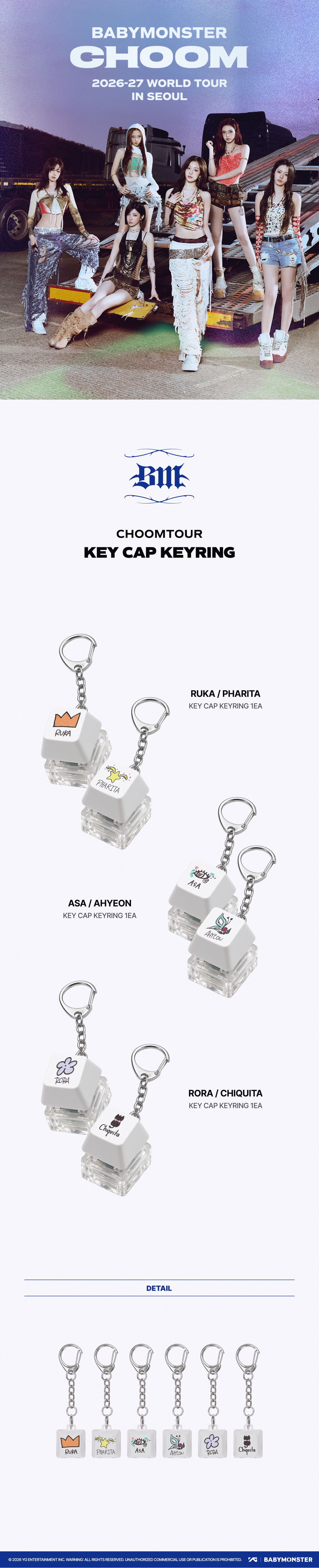 [CHOOMTOUR] BABYMONSTER KEY CAP KEYRING (1)