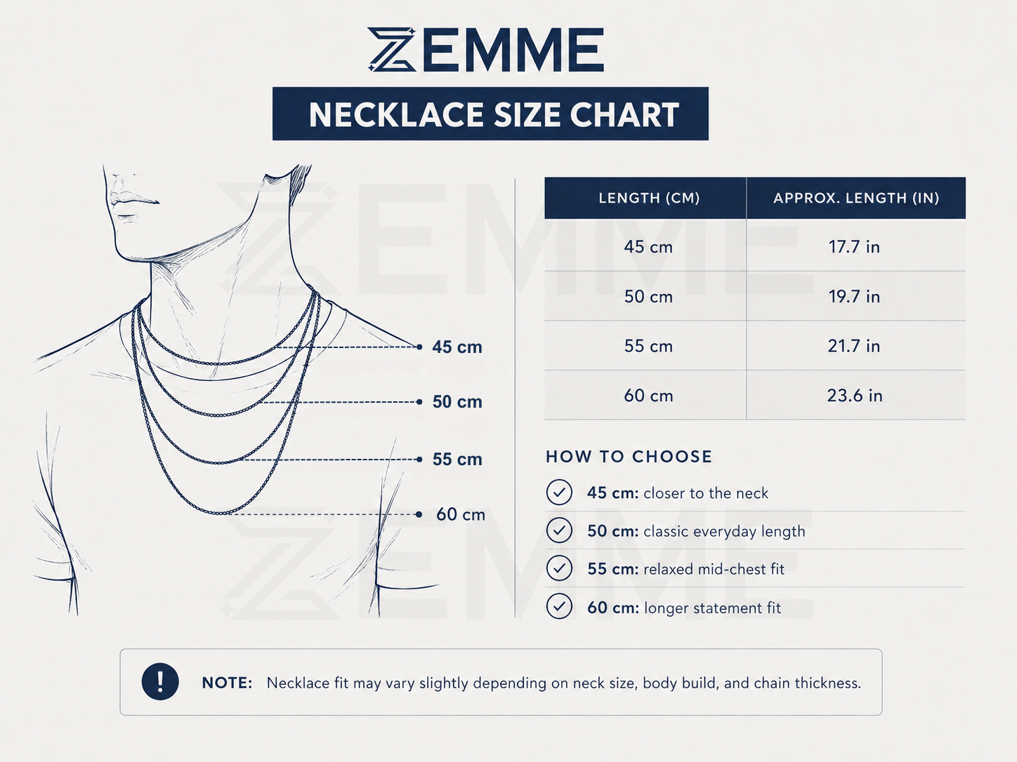 Necklace Size Chart
