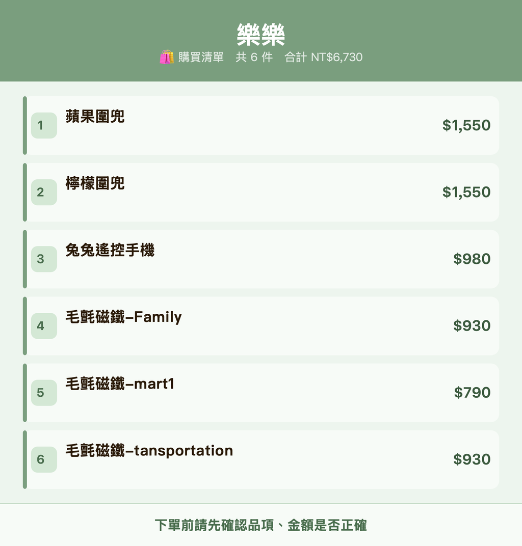 樂樂_購買清單