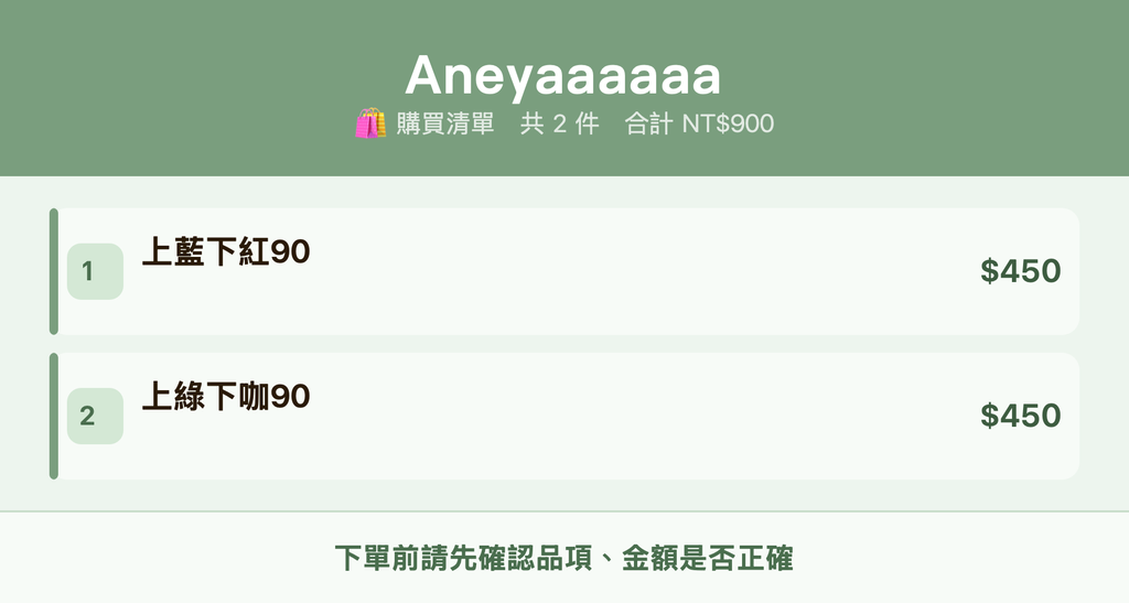 Aneyaaaaaa_購買清單