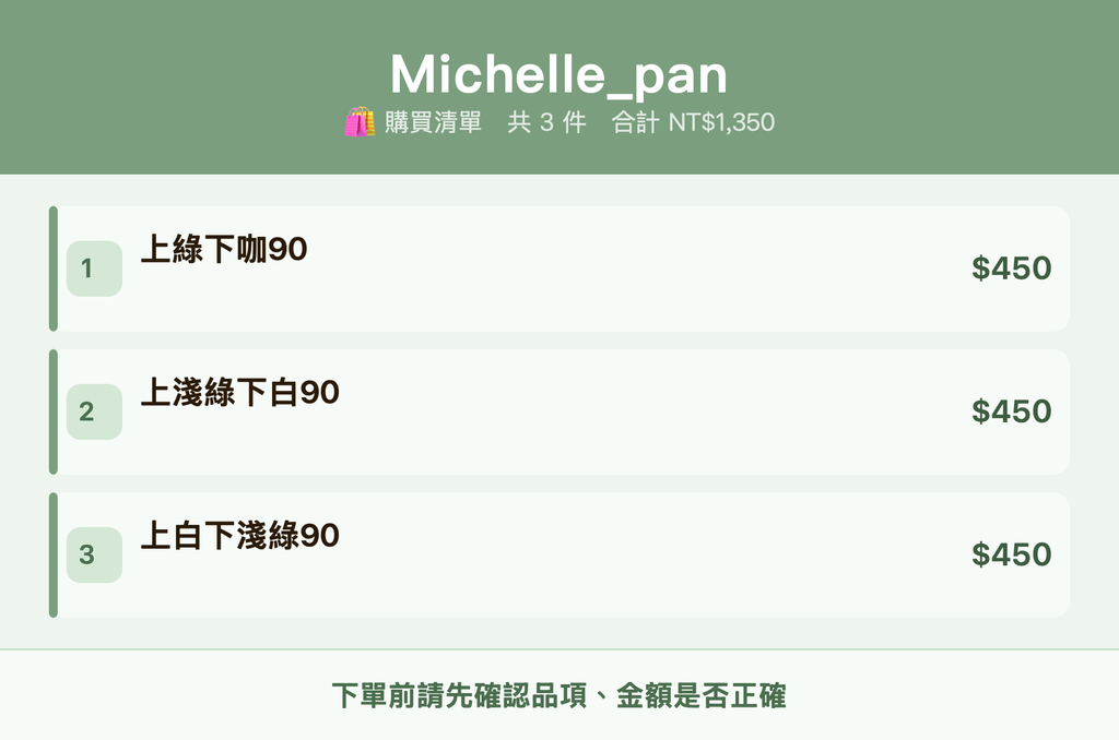 Michelle_pan_購買清單