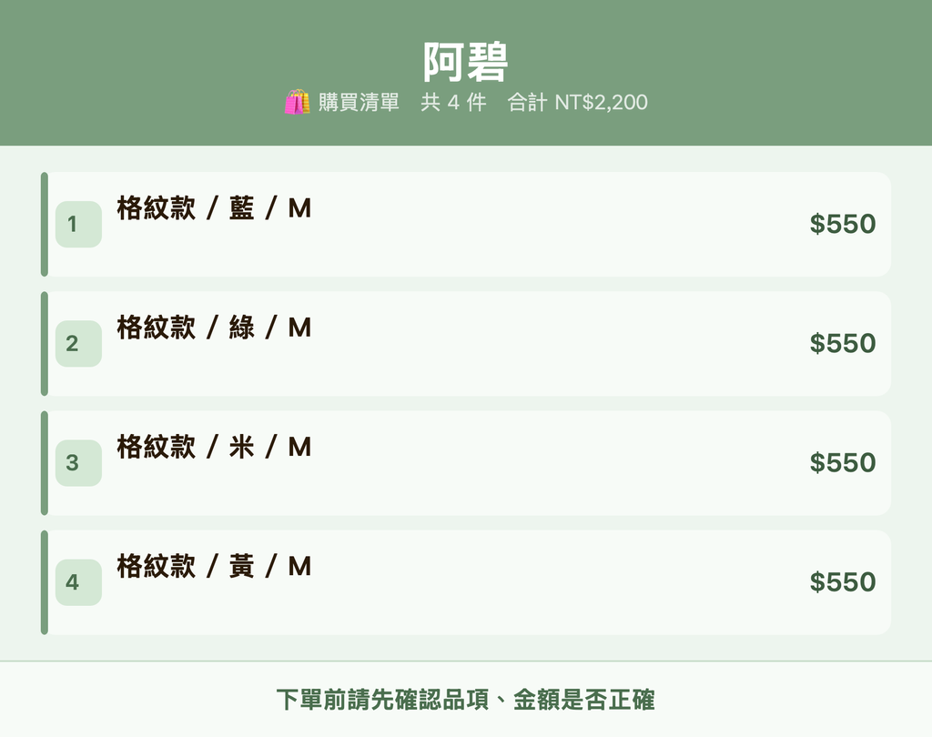 阿碧_購買清單