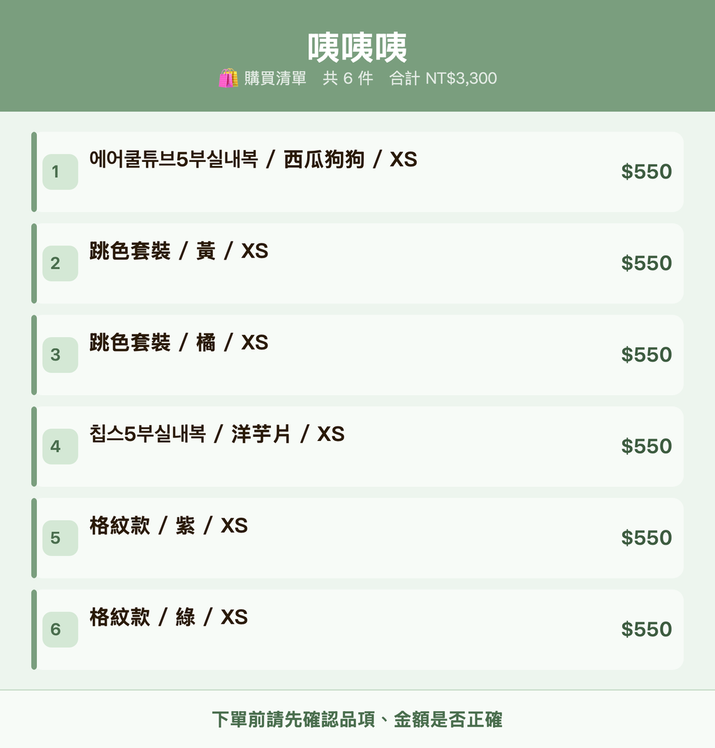 咦咦咦_購買清單