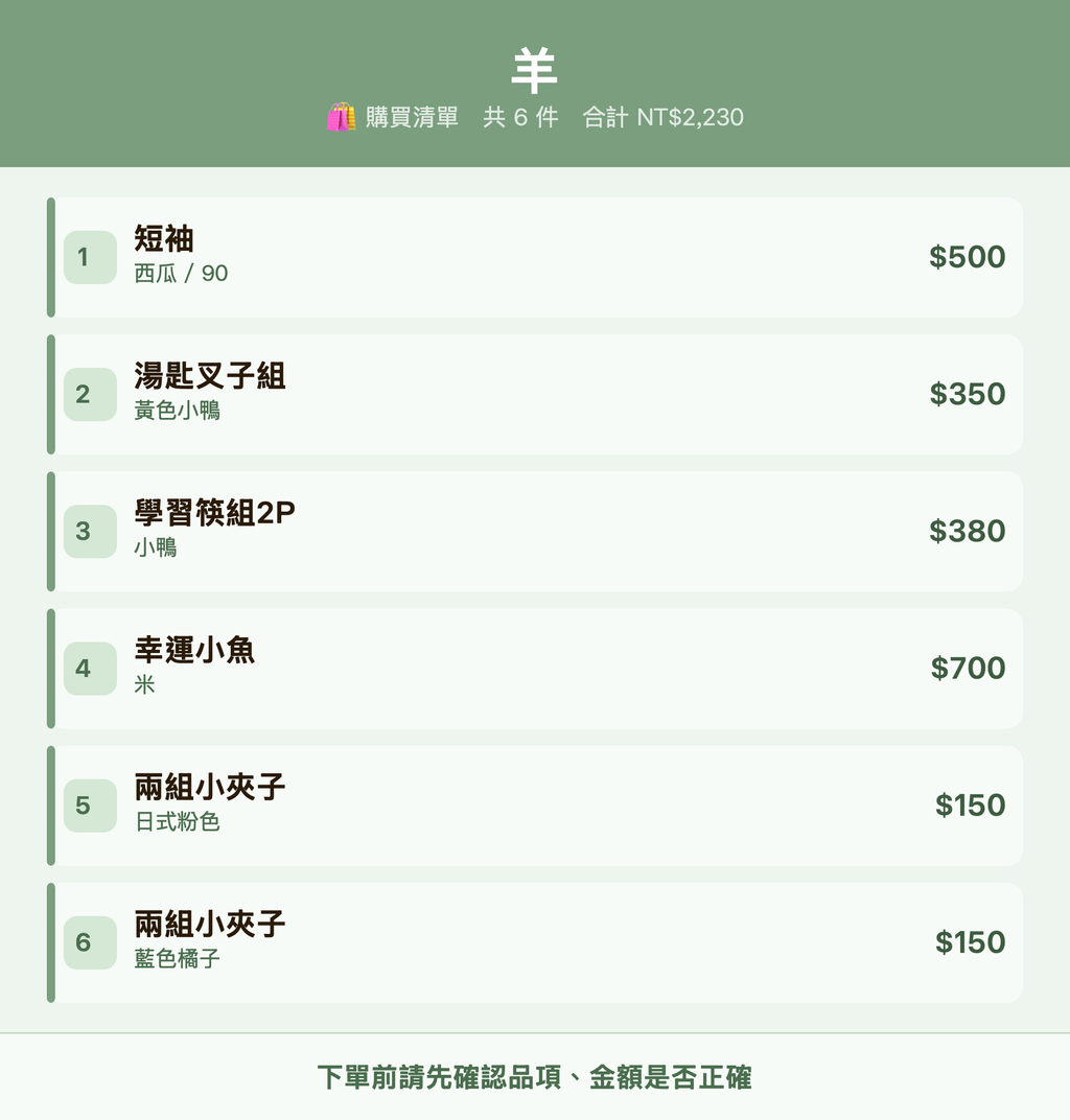 羊_購買清單