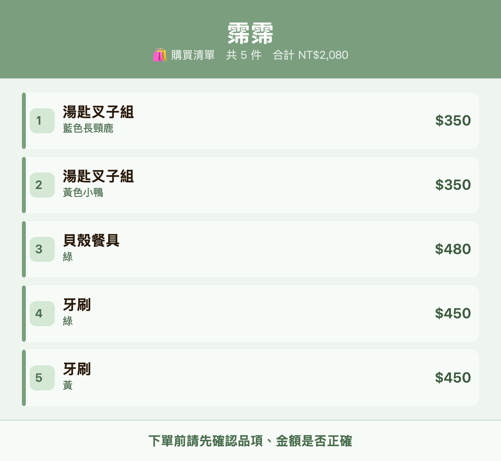 霈霈_購買清單