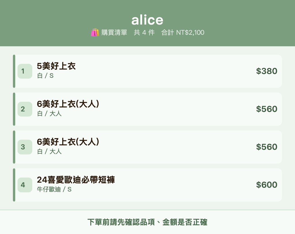 alice_購買清單