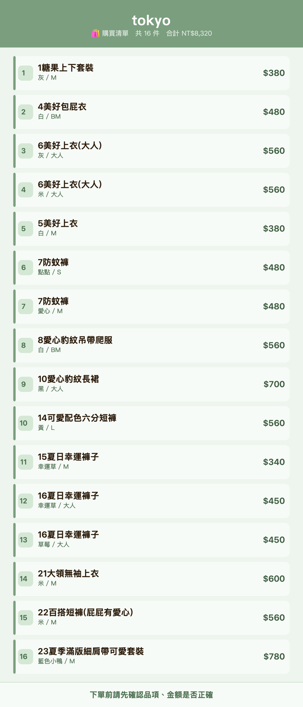tokyo_購買清單
