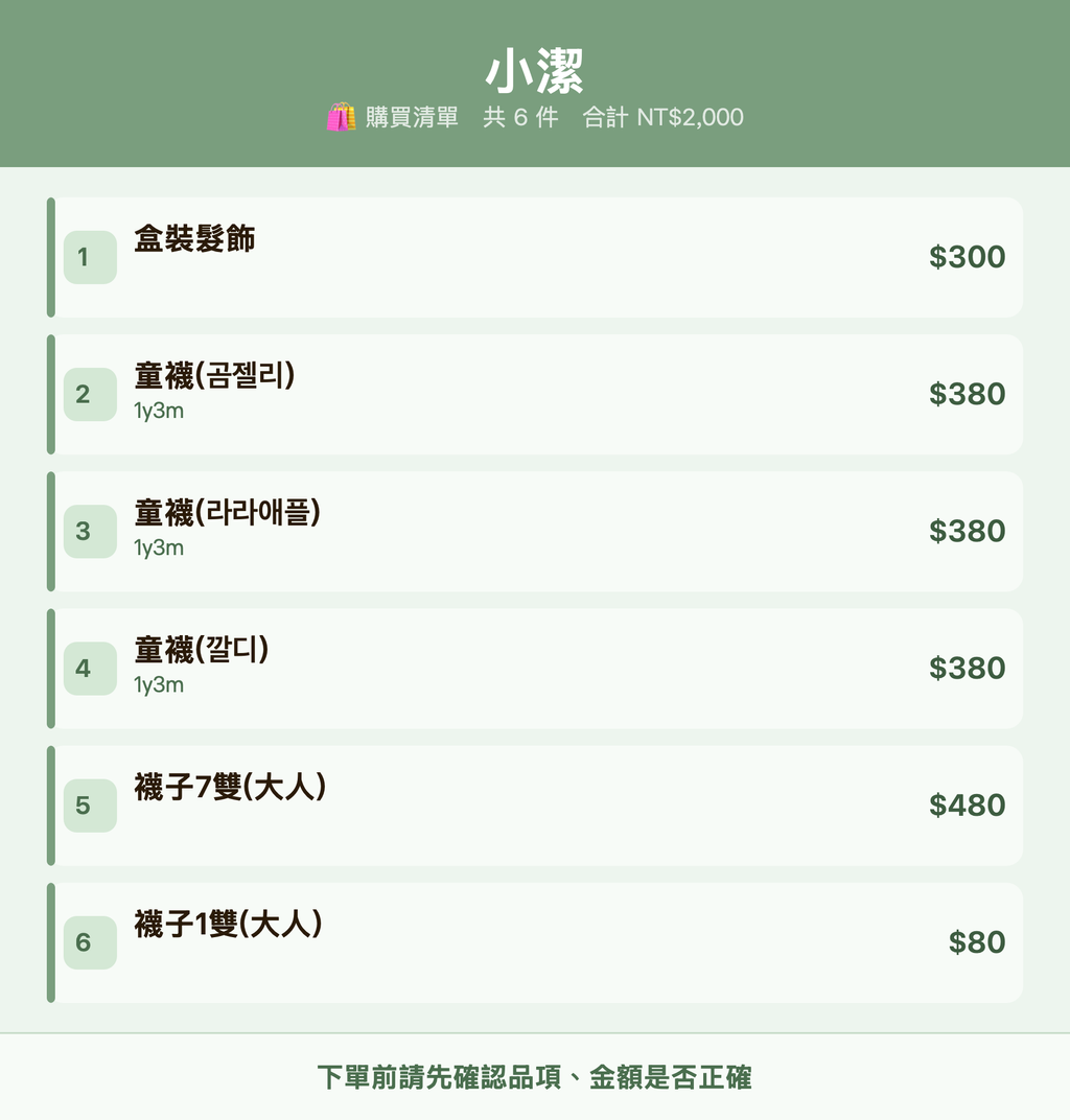 小潔_購買清單
