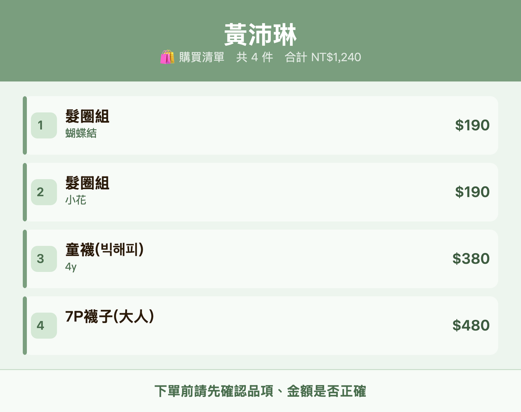 黃沛琳_購買清單