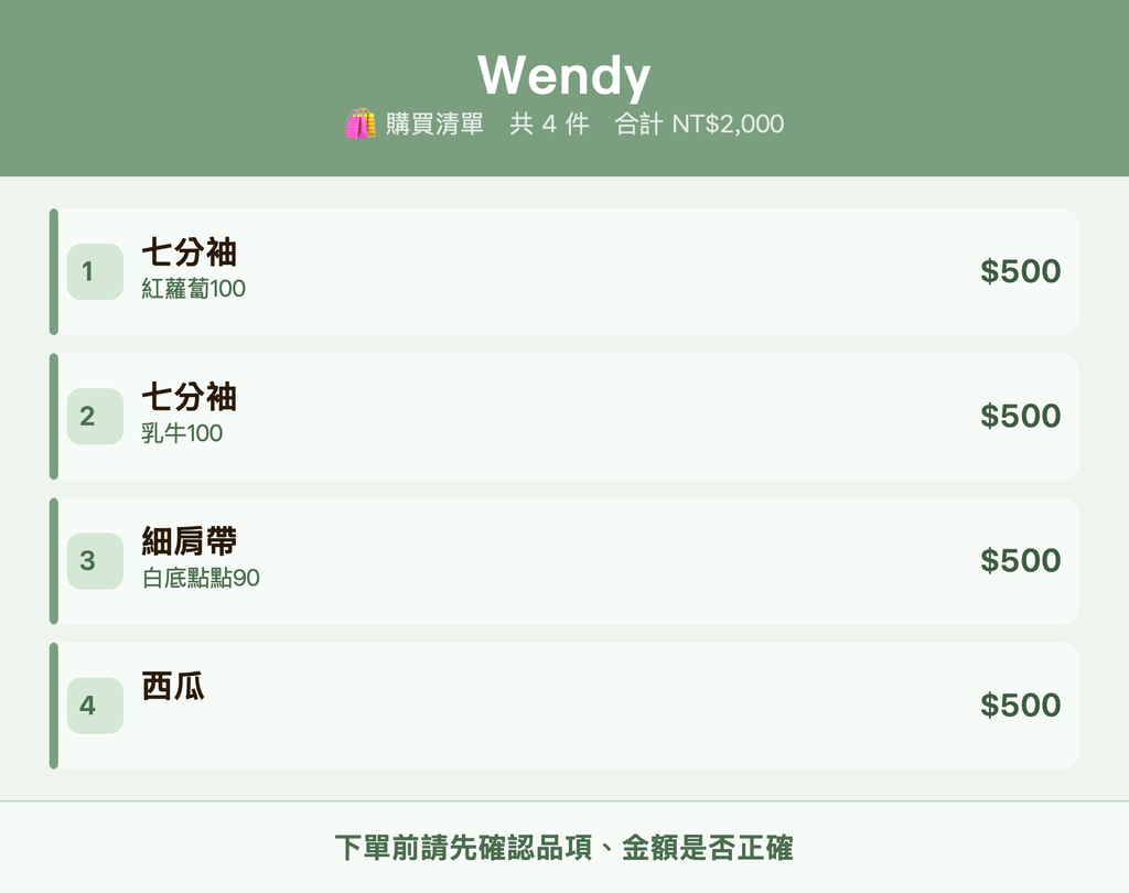 Wendy_購買清單