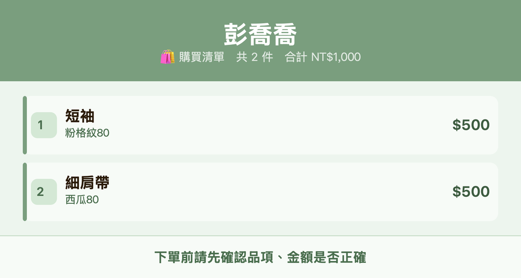 彭喬喬_購買清單
