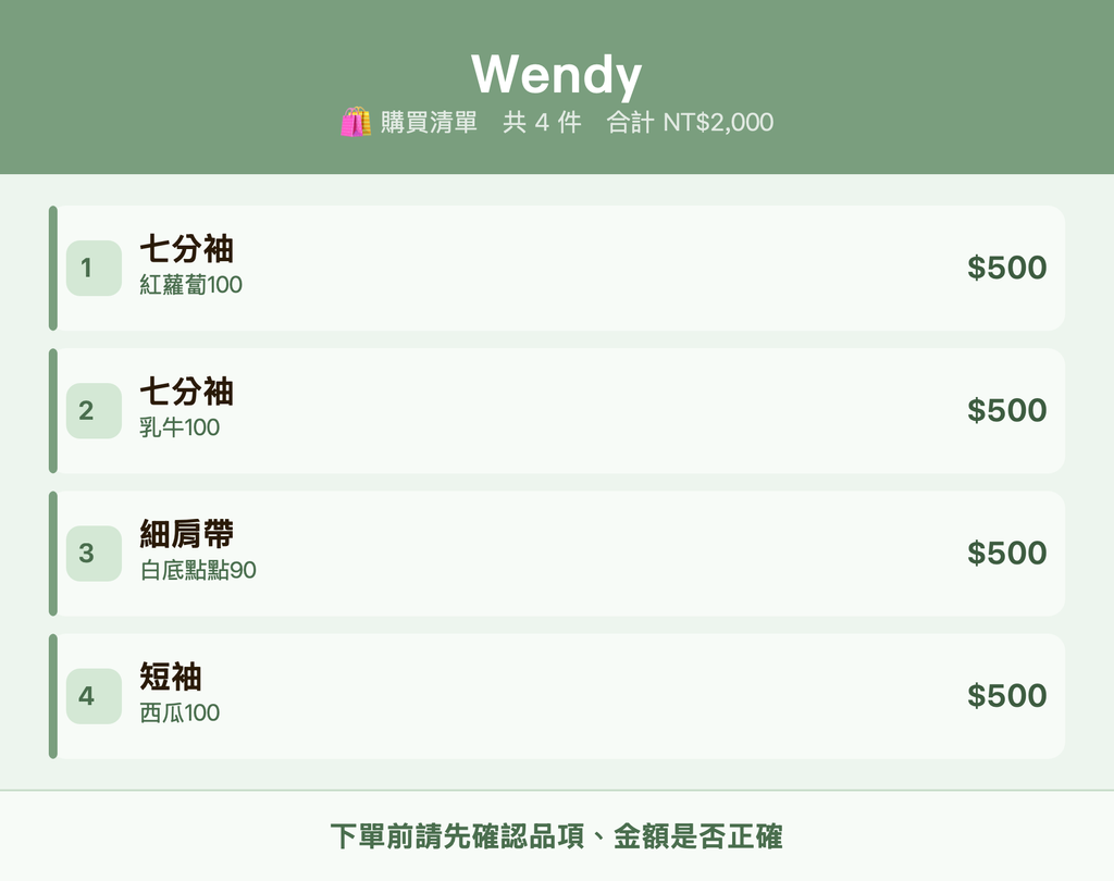 Wendy_購買清單