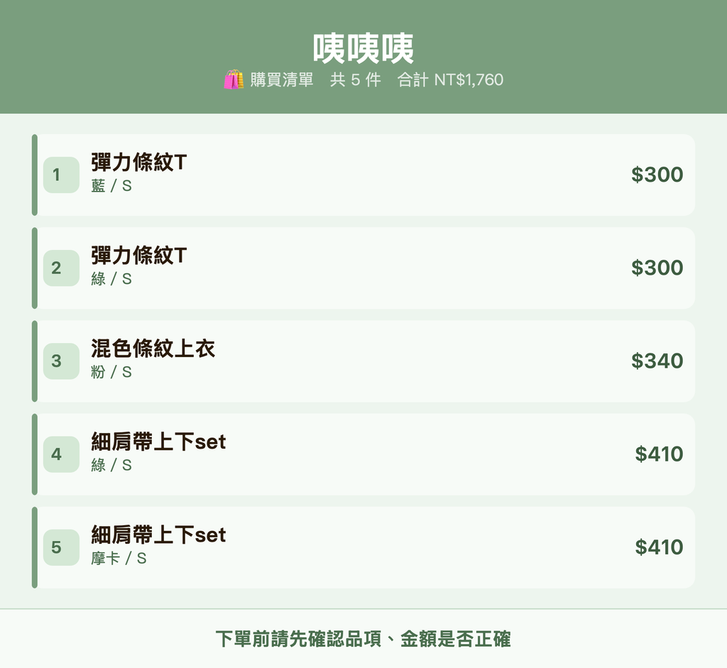 咦咦咦_購買清單