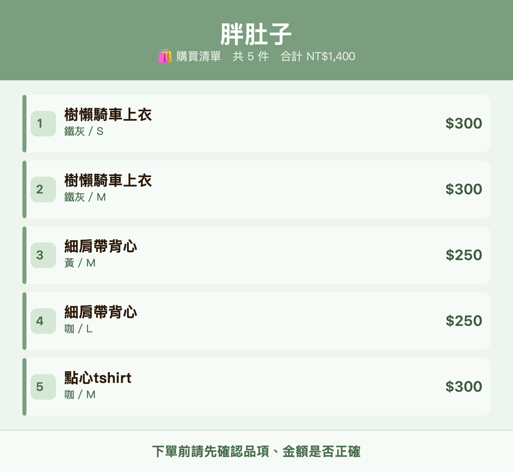 胖肚子_購買清單