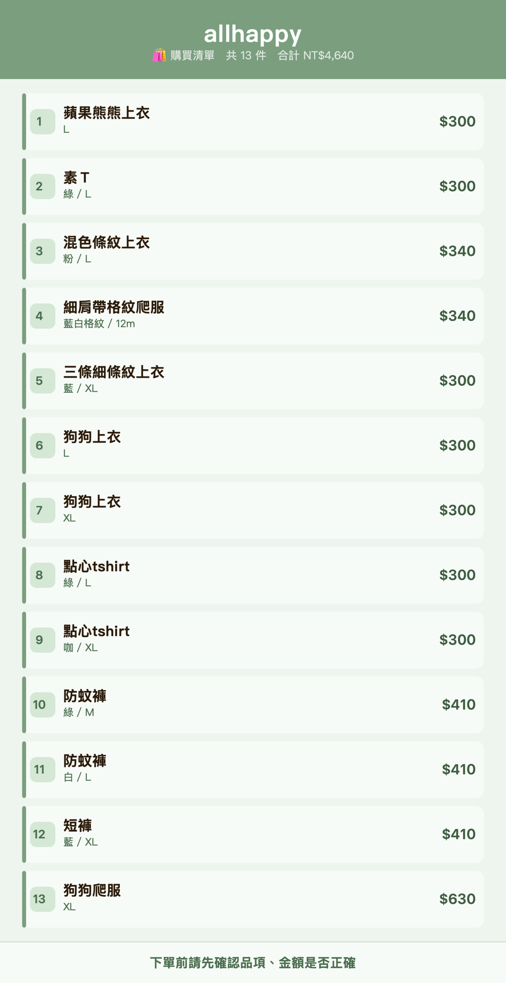 allhappy_購買清單