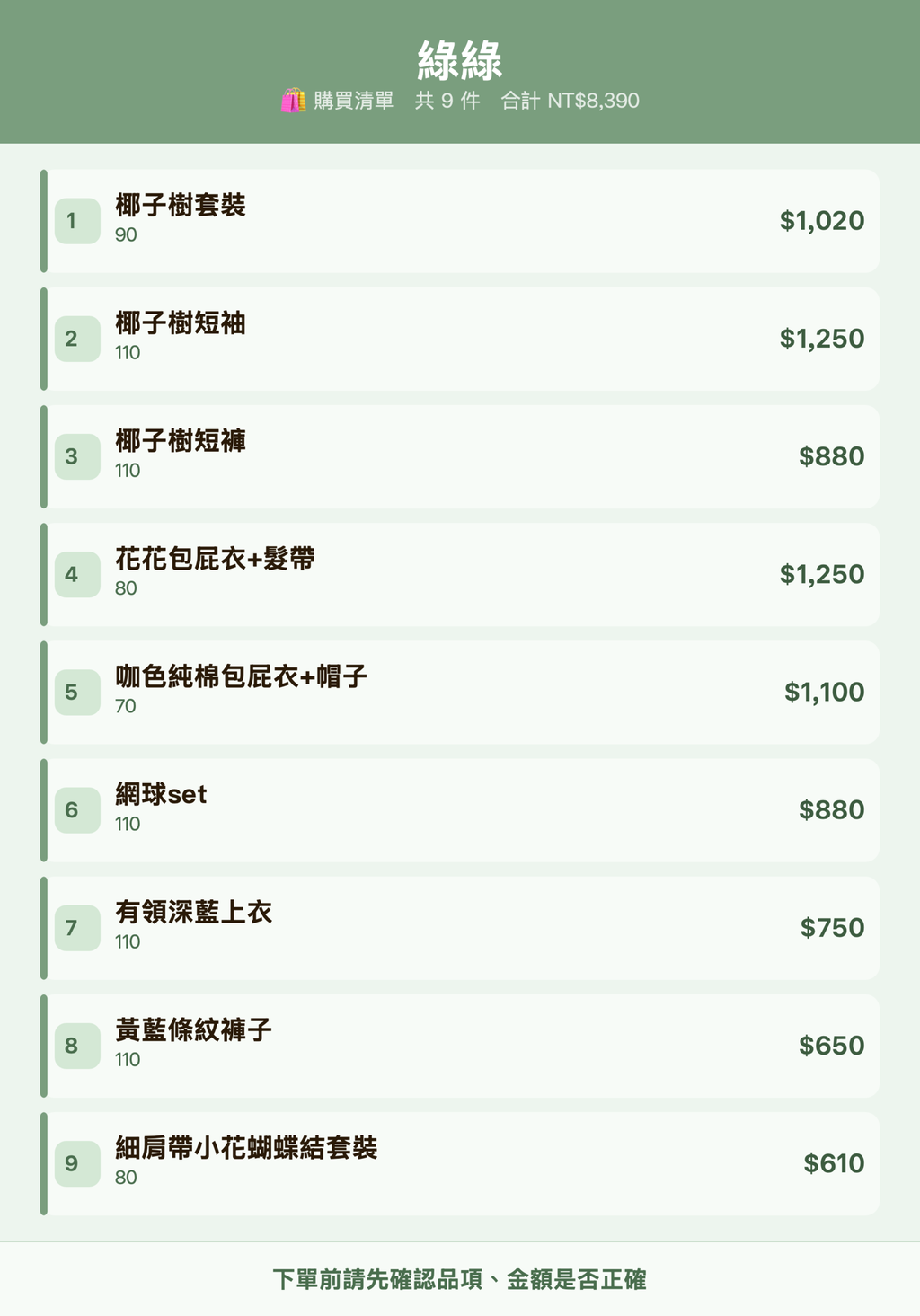 綠綠_購買清單