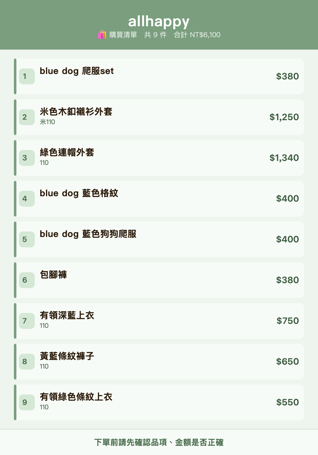allhappy_購買清單