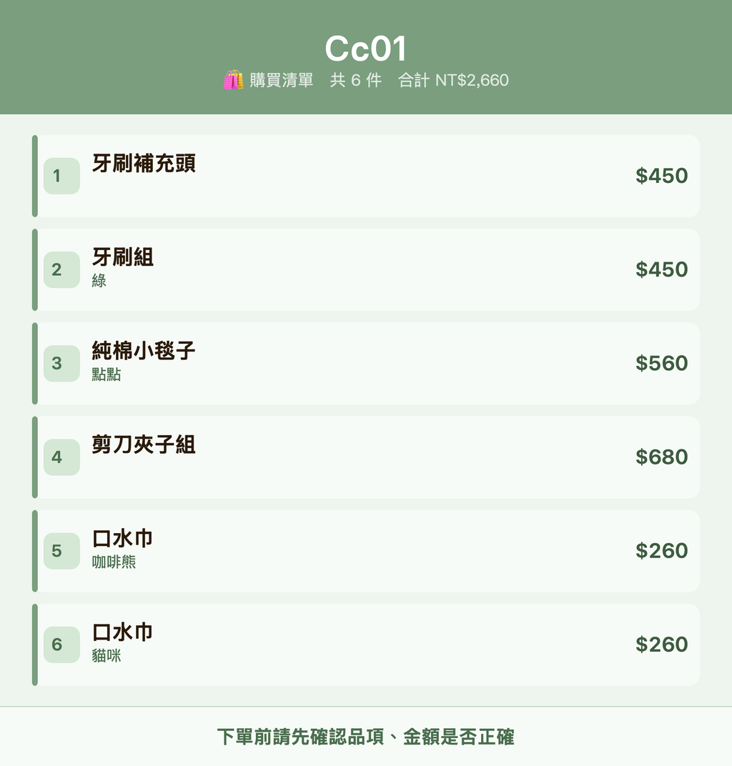 Cc01_購買清單