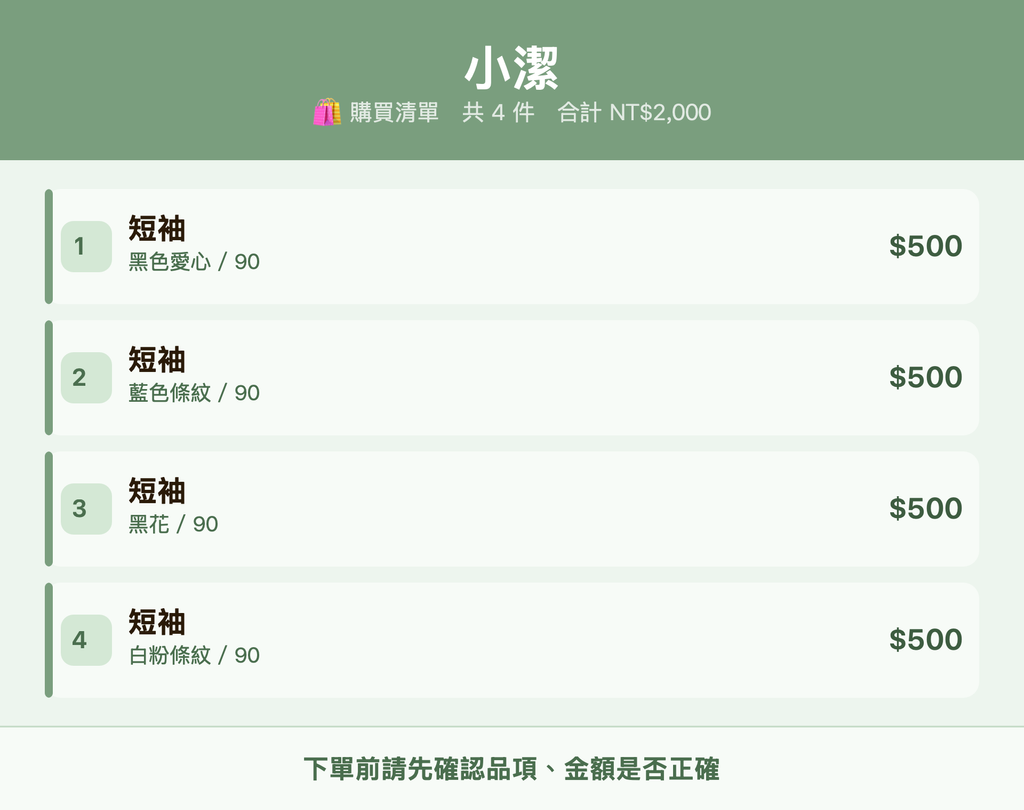 小潔_購買清單
