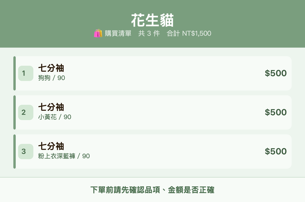 花生貓_購買清單