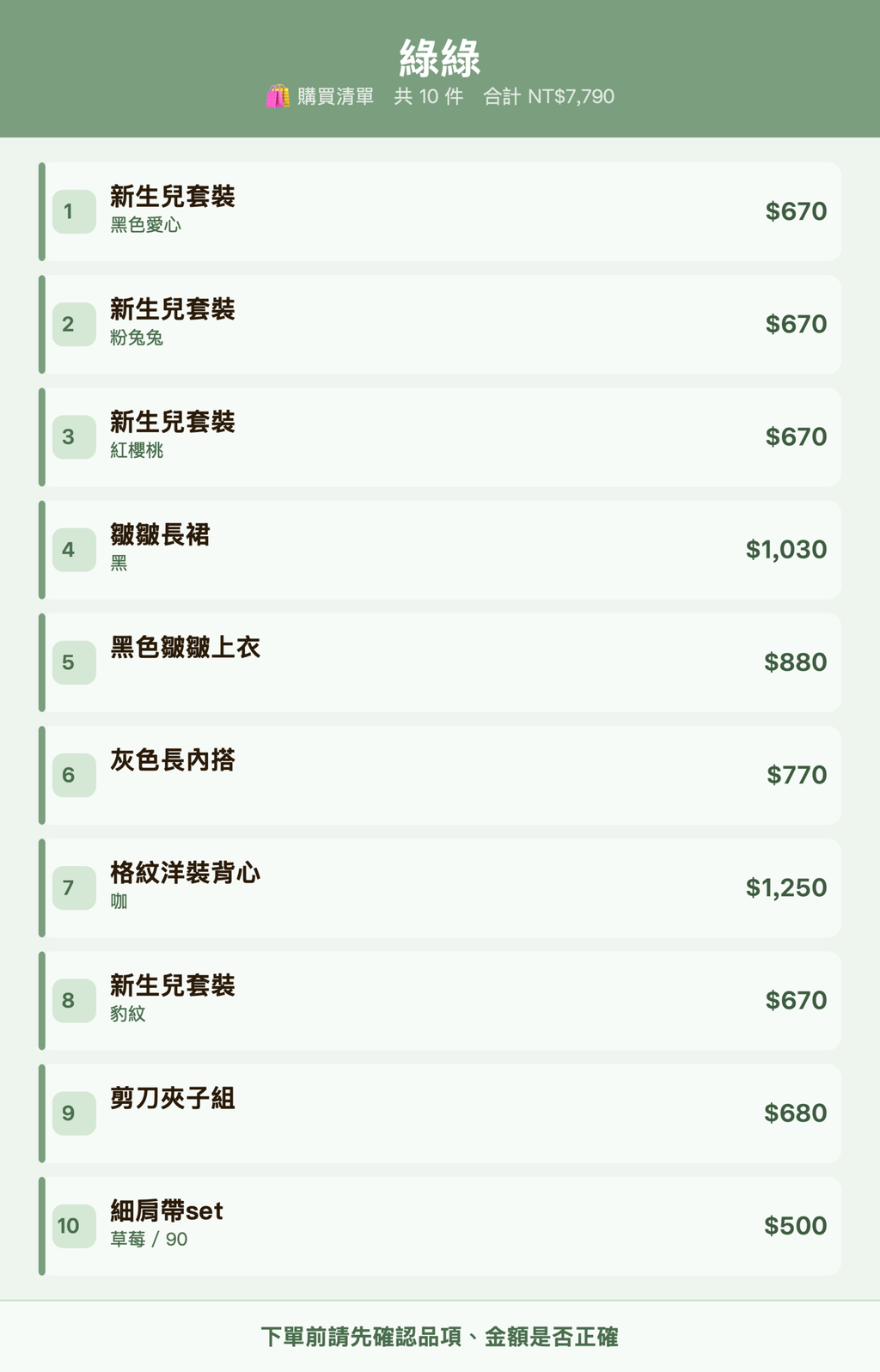 綠綠_購買清單