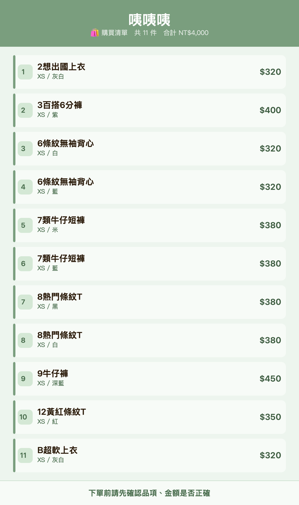 咦咦咦_購買清單