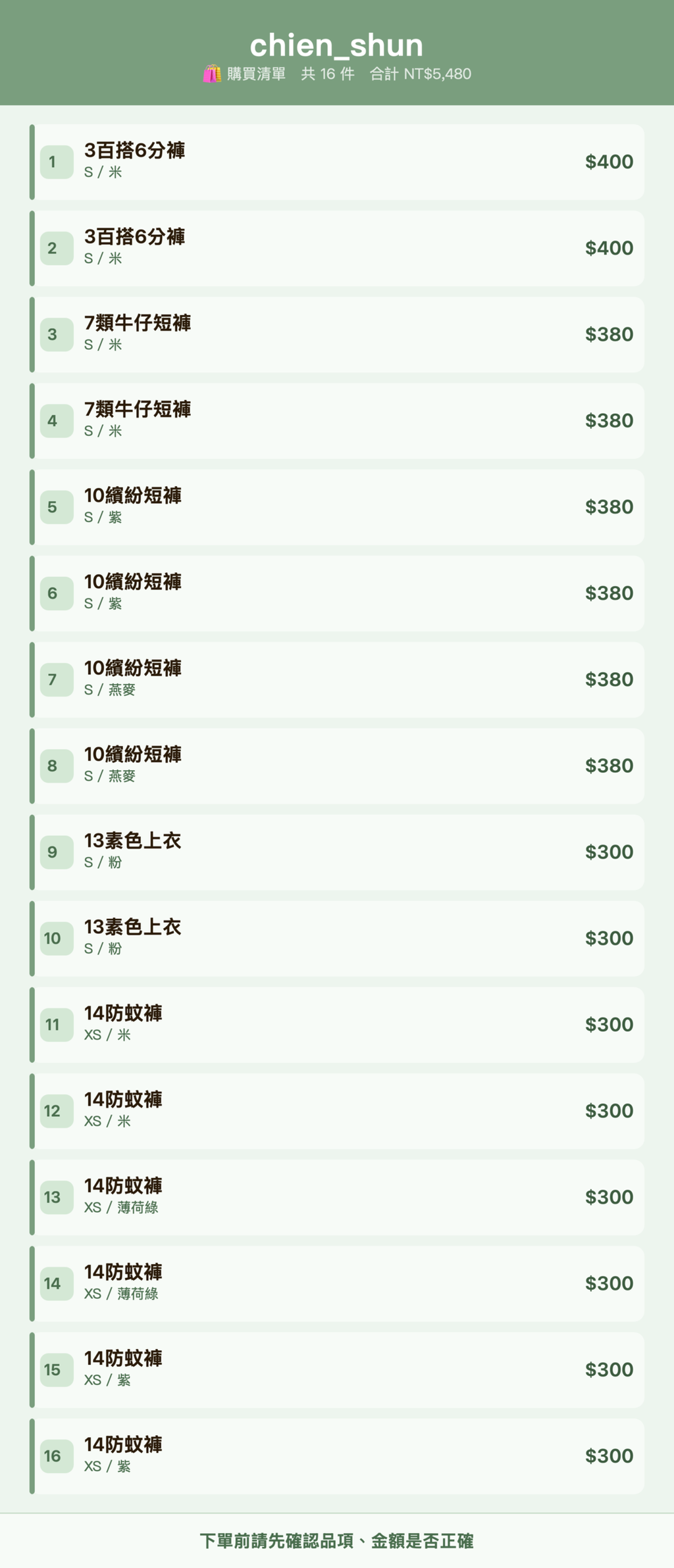 chien_shun_購買清單