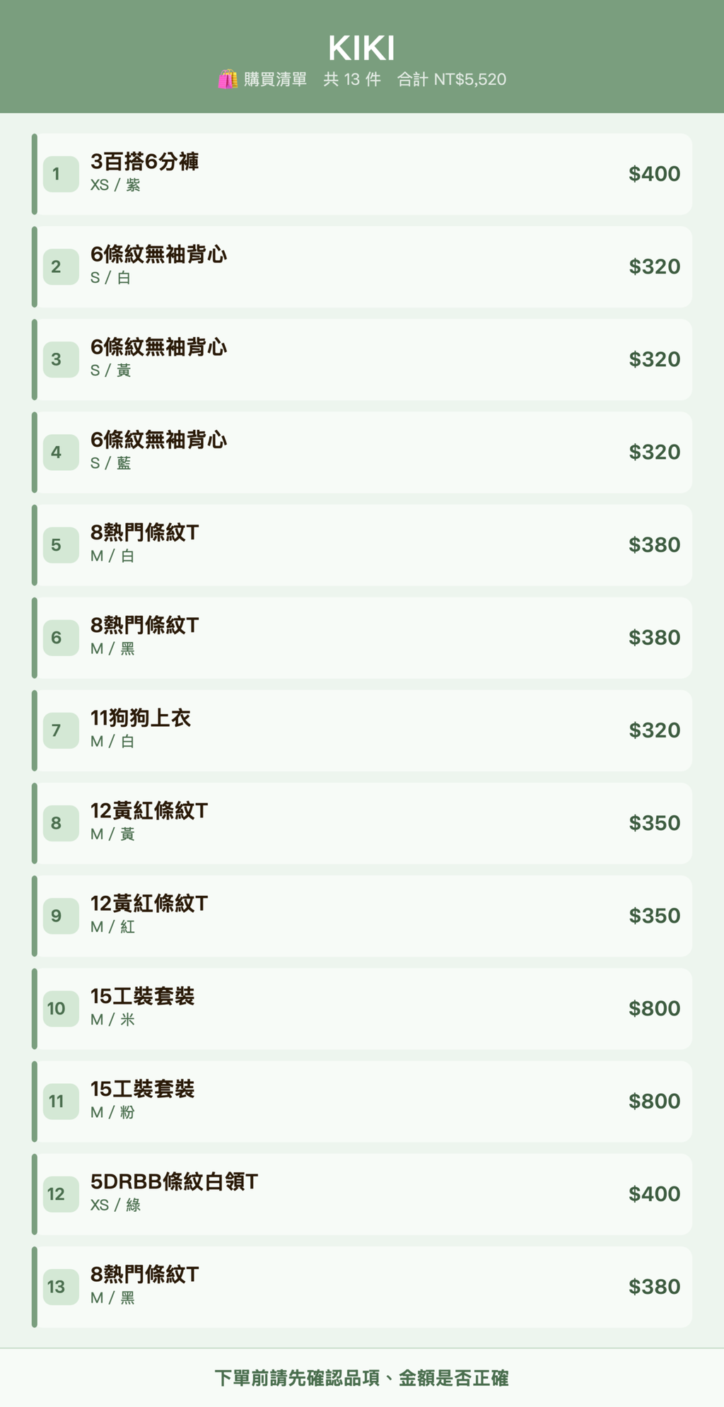 KIKI_購買清單