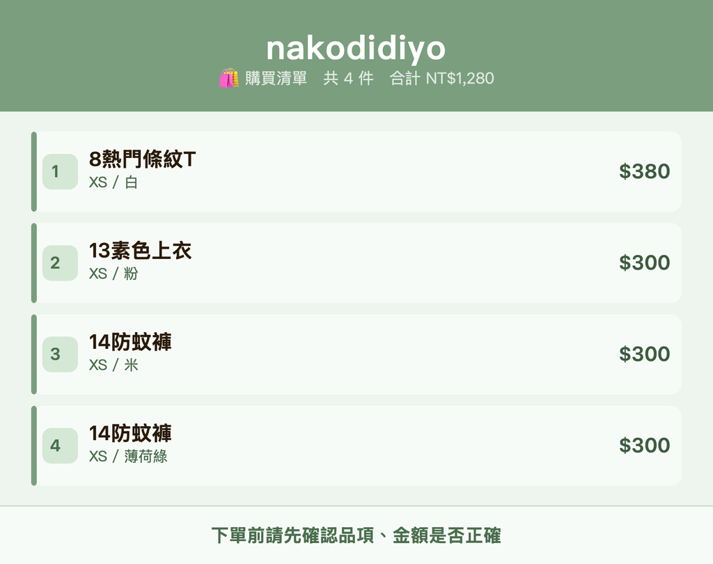 nakodidiyo_購買清單