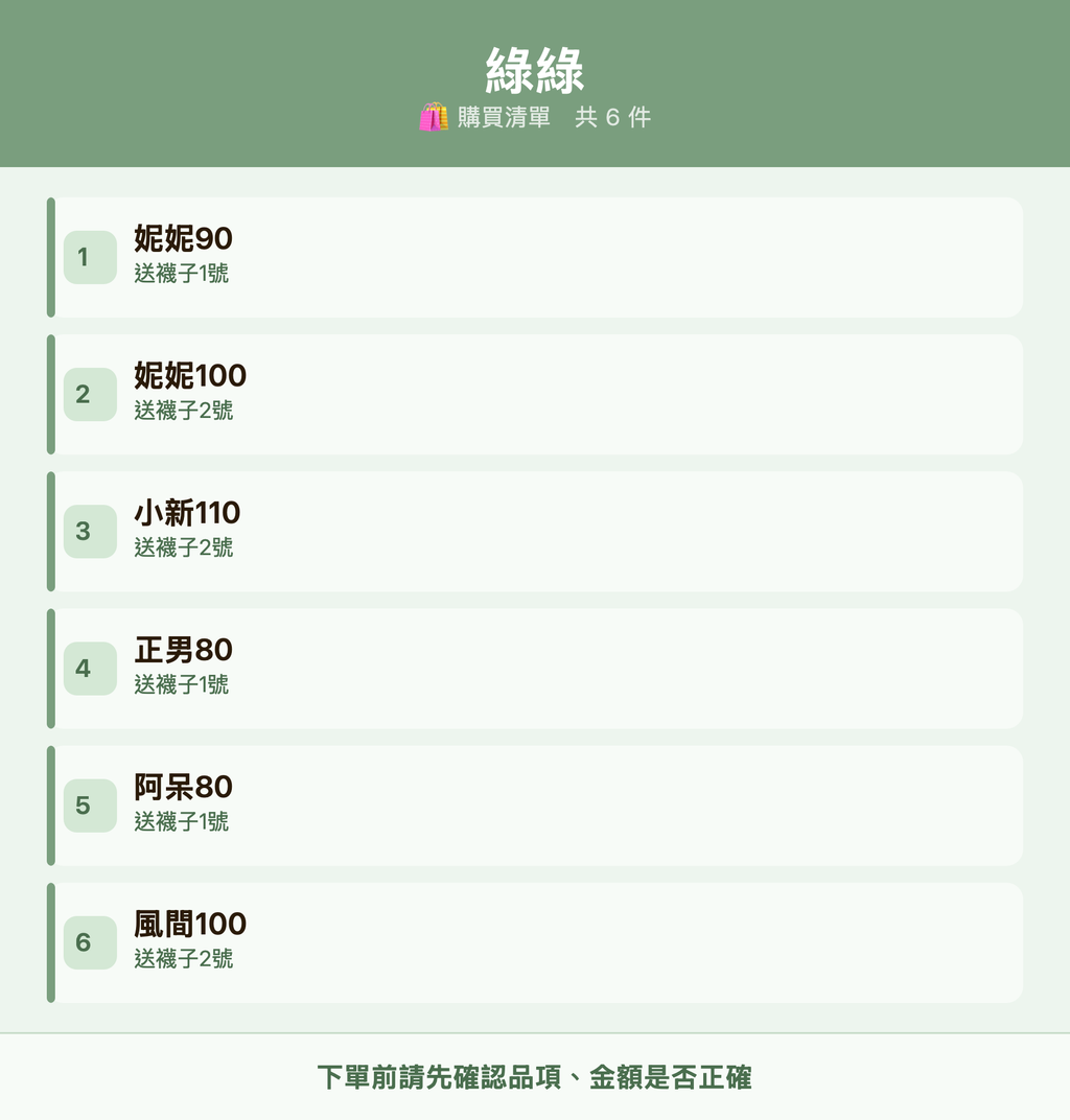 綠綠_購買清單